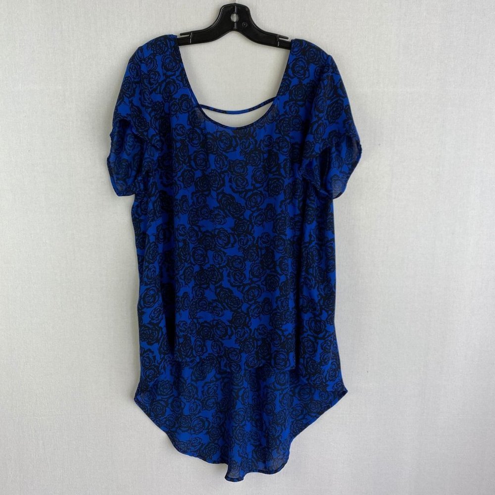 Torrid Rose Pattern Blue Top - image 1